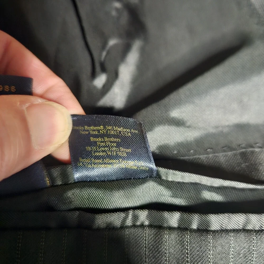 Brooks Brothers Mens‎ Blazer 42R 1818 Regent Wool Jacket Pinstripe Black Italy